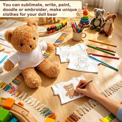 36 Pcs Stuffed Bear Tshirt Clothes Bulk Fit 14-16 in Stuffed Dolls Plush Animal Bear Shirt for DIY Crafts Sublimation Giveaways Goodie Bags Classroom Projects in Saudi Arabia