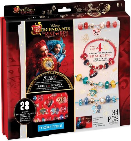 Make It Real: Descendants 4 Rise of Red - Queen of Charms - 34pc DIY Jewelry Kit, Make 4 Character Inspired Bracelets, Disney, Girls & Kids Ages 8+ in Kuwait