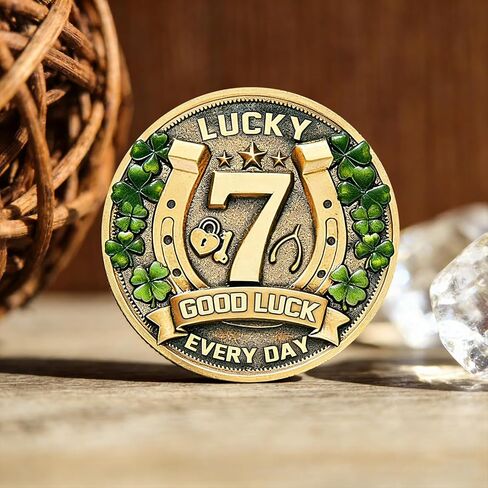 Lucky Charms Good Luck Charms Coin for Lottery Scratcher, Lucky Token with Four Leaf Clover and Elephant, Prosperity Success Protection Amulet for Wallet in Saudi Arabia