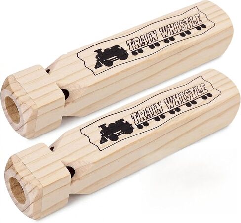 LOVESTOWN 2 PCS Kids Wooden Train Whistles, Train Whistle 4, Tone 7.3" Toy in Saudi Arabia