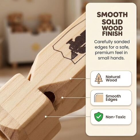 LOVESTOWN 2 PCS Kids Wooden Train Whistles, Train Whistle 4, Tone 7.3" Toy in Saudi Arabia
