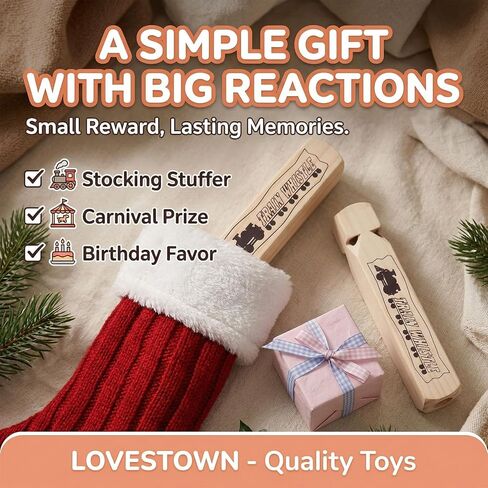 LOVESTOWN 2 PCS Kids Wooden Train Whistles, Train Whistle 4, Tone 7.3" Toy in Saudi Arabia