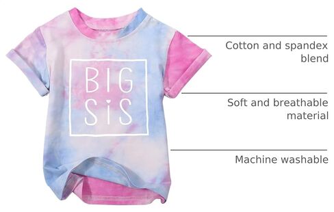 MNLYBABY Big Sister Shirt Toddler Baby Girl Promoted to Big Sister Announcement Tshirt Infant Short Sleeve Clothes in Kuwait