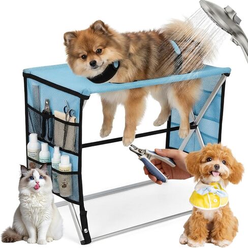 Foldable Pet Grooming Hammock with Stand for Small Dogs & Cats - 8.8 lb in Saudi Arabia
