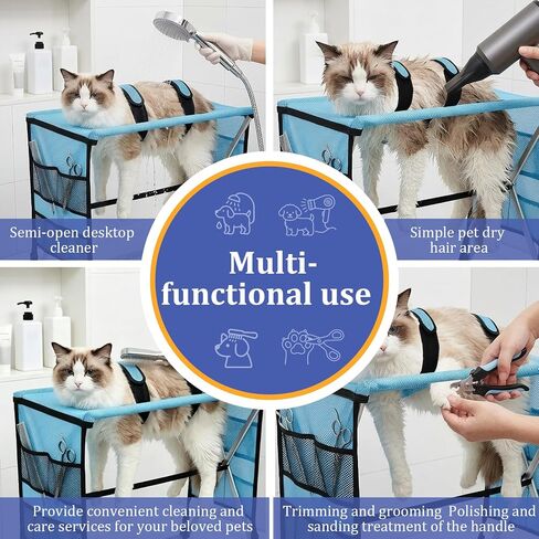 Foldable Pet Grooming Hammock with Stand for Small Dogs & Cats - 8.8 lb in Saudi Arabia