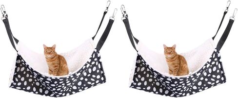 AKIRO for Kitten Cat Cage Cage Hammock, Hanging Bed Round Dot Tower Zebra Leopard Pattern Warm Pet Hammock, Soft Plush Hanging Cat Bed Mat Winter Warm Cotton in Kuwait