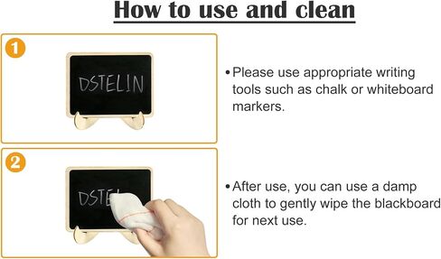 10 Pack Mini Chalkboards Signs with Easel Stand, Small Rectangle Chalkboards Blackboard, Wood Place Cards for Weddings, Birthday Parties, Message Board Signs and Event Decoration in Kuwait