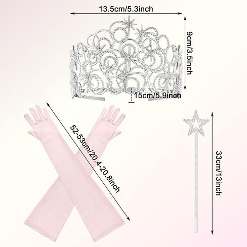 Good Witch Costume Set Pink Princess Witch Costume Halloween Dress up Accessories Princess Crown Star Magic Wand and Gloves for Halloween Cosplay Birthday Party Dress up Supplies Gifts in Kuwait