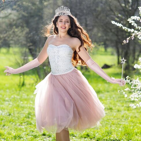 Good Witch Costume Set Pink Princess Witch Costume Halloween Dress up Accessories Princess Crown Star Magic Wand and Gloves for Halloween Cosplay Birthday Party Dress up Supplies Gifts in Kuwait