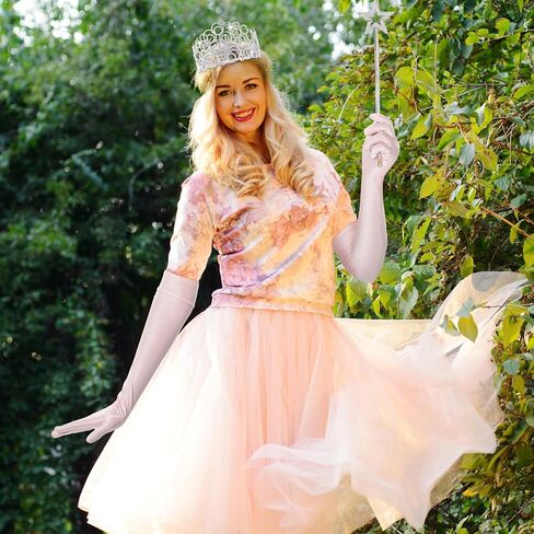 Good Witch Costume Set Pink Princess Witch Costume Halloween Dress up Accessories Princess Crown Star Magic Wand and Gloves for Halloween Cosplay Birthday Party Dress up Supplies Gifts in Kuwait