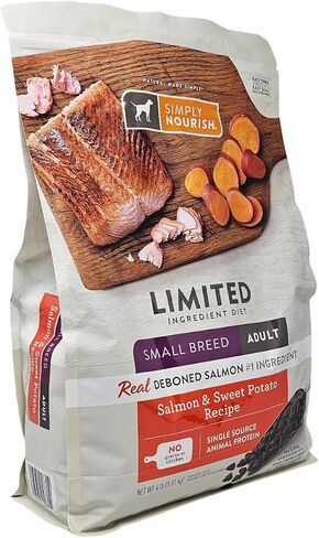SIMPLY NOURISH Small Breed Adult Salmon and Sweet Potato Dry Dog Food, 4 Pound Bag in Kuwait