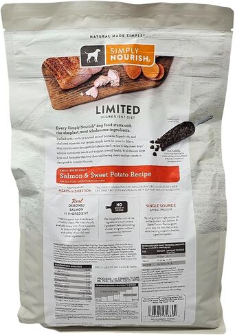 SIMPLY NOURISH Small Breed Adult Salmon and Sweet Potato Dry Dog Food, 4 Pound Bag in Kuwait