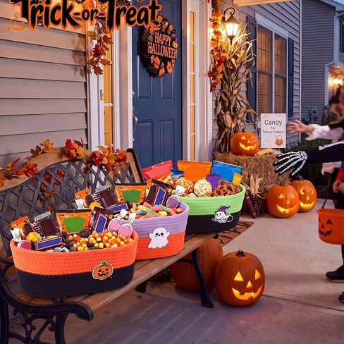 3 Pack Halloween Boo Basket Gift Empty with Ribbons and Bag in Kuwait