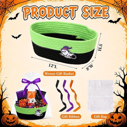 3 Pack Halloween Boo Basket Gift Empty with Ribbons and Bag in Kuwait