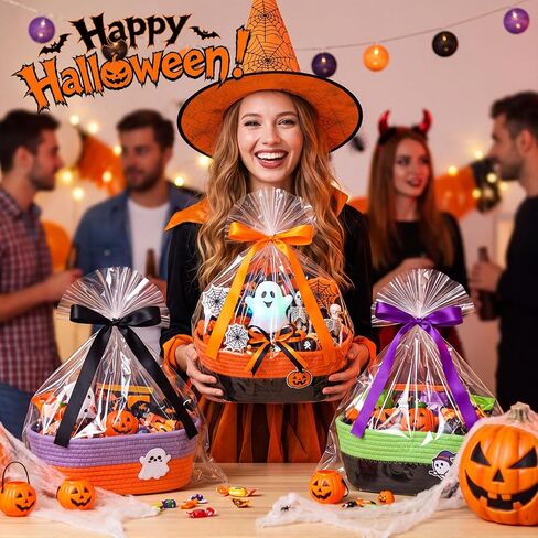 3 Pack Halloween Boo Basket Gift Empty with Ribbons and Bag in Kuwait