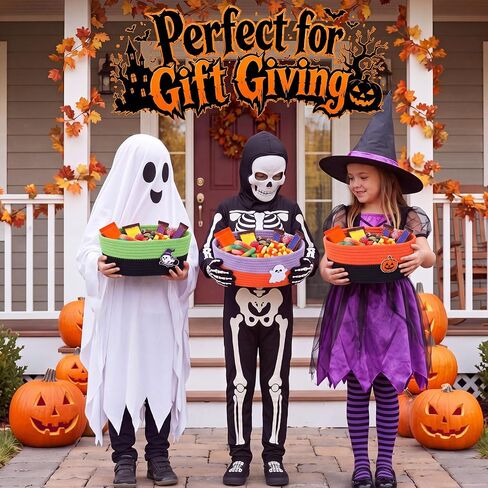 3 Pack Halloween Boo Basket Gift Empty with Ribbons and Bag in Kuwait
