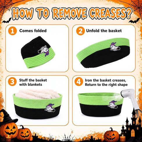 3 Pack Halloween Boo Basket Gift Empty with Ribbons and Bag in Kuwait