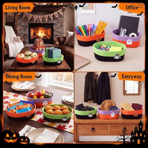 3 Pack Halloween Boo Basket Gift Empty with Ribbons and Bag in Kuwait