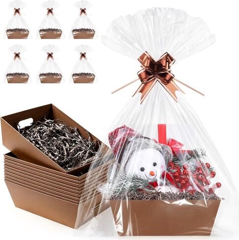 AFOROEOA 10 Pack Black Gift Baskets Empty, 10x12 Large Basket for Gifts in Kuwait