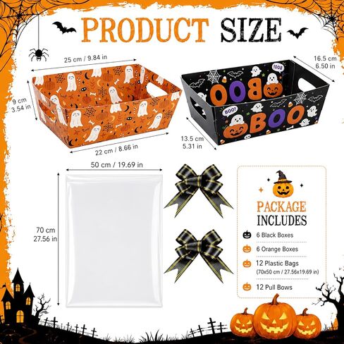 12 Pack Halloween Empty Gift Baskets with Bags Pull Bows in Saudi Arabia