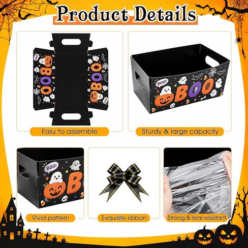 12 Pack Halloween Empty Gift Baskets with Bags Pull Bows in Saudi Arabia