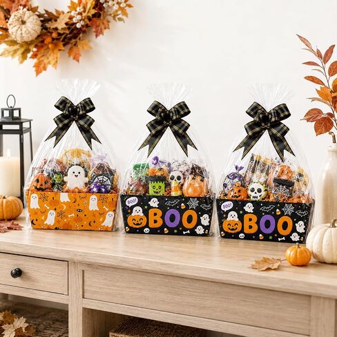 12 Pack Halloween Empty Gift Baskets with Bags Pull Bows in Saudi Arabia
