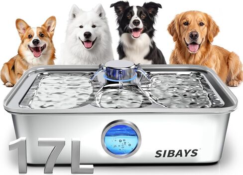 SIBAYS 17L Dog Water Fountain, Stainless Steel Pet Water Fountain FS83 in Kuwait