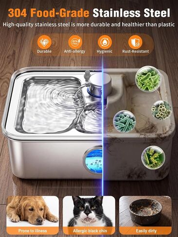 SIBAYS 17L Dog Water Fountain, Stainless Steel Pet Water Fountain FS83 in Kuwait