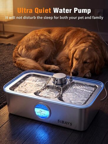 SIBAYS 17L Dog Water Fountain, Stainless Steel Pet Water Fountain FS83 in Kuwait
