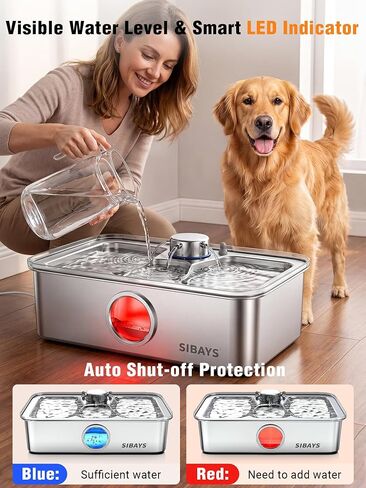 SIBAYS 17L Dog Water Fountain, Stainless Steel Pet Water Fountain FS83 in Kuwait
