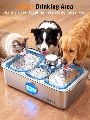SIBAYS 17L Dog Water Fountain, Stainless Steel Pet Water Fountain FS83 in Kuwait