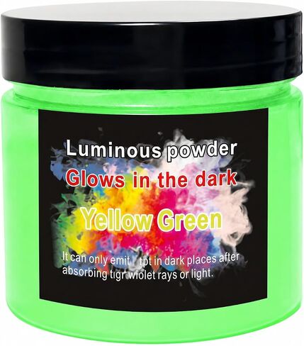 Luckymica Glow in The Dark Pigment Powder - 50g/1.76oz Yellow Green Luminous Powder for Epoxy Resin, Slime, Acrylic Paint, Nails & Fine Art - Long Lasting Neon Glow Powder for Halloween & DIY Crafts in Saudi Arabia