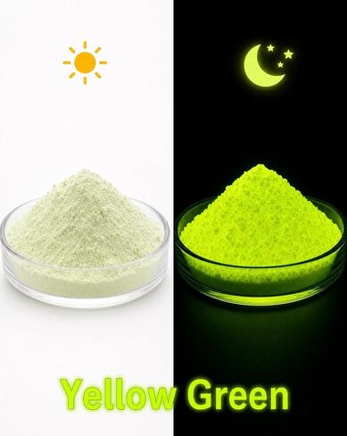 Luckymica Glow in The Dark Pigment Powder - 50g/1.76oz Yellow Green Luminous Powder for Epoxy Resin, Slime, Acrylic Paint, Nails & Fine Art - Long Lasting Neon Glow Powder for Halloween & DIY Crafts in Saudi Arabia