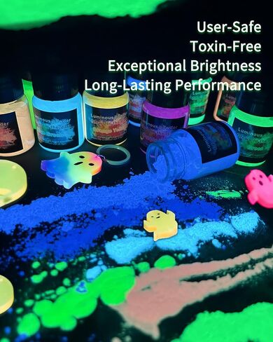 Luckymica Glow in The Dark Pigment Powder - 50g/1.76oz Yellow Green Luminous Powder for Epoxy Resin, Slime, Acrylic Paint, Nails & Fine Art - Long Lasting Neon Glow Powder for Halloween & DIY Crafts in Saudi Arabia