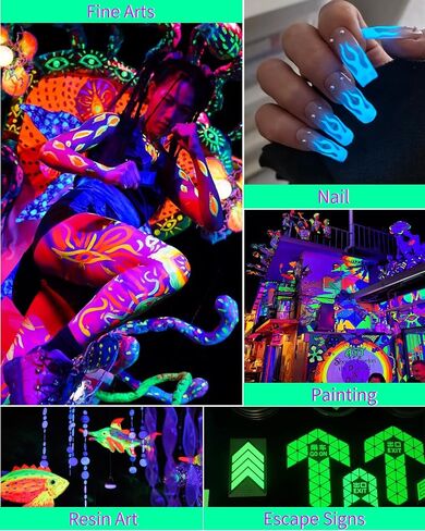 Luckymica Glow in The Dark Pigment Powder - 50g/1.76oz Yellow Green Luminous Powder for Epoxy Resin, Slime, Acrylic Paint, Nails & Fine Art - Long Lasting Neon Glow Powder for Halloween & DIY Crafts in Saudi Arabia