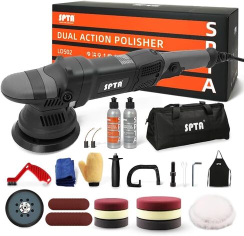 Buffer Polisher, SPTA 5-Inch 125mm Dual Action Random Orbital Car Polisher,Car Detailing Kit, 4Pcs 5inch & 4Pcs 6Inch Polishing Pad,Packing Bag for Car Polishing and Waxing-DAPSET-US in Kuwait