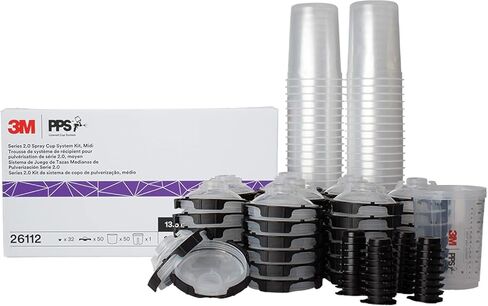 كوب مسدس رش 3M 26000 PPS 2.0، طقم أغطية وبطانات، قياسي، فلتر 200 ميكرون، 22 أونصة، أسود، فضي in Kuwait