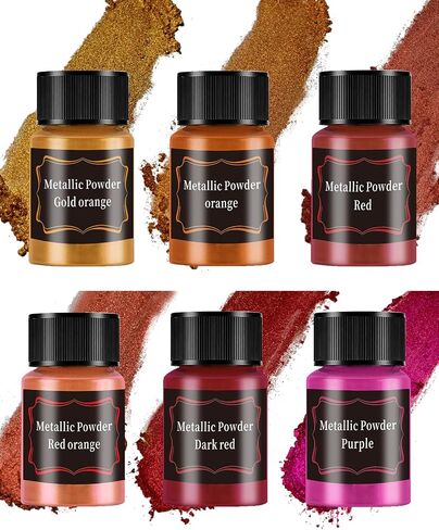 Metallic Pigment Powder for Epoxy Resin - 6 Jars/ 20ml Metallic Mica Powder for Paint, Premium Mica Metal Dye for Nail Art, Slime, Polymer Clay & Other Craft in Saudi Arabia