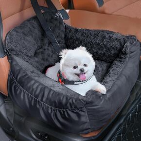 Oiilores Dog Car Seat for Small Dogs, Washable Pet Booster Car Seats with Clip-On Safty Leash, Comfy Deluxe Plush Carseat with Storage Pockets, Puppy Travel Carrier Bed for Dogs Under 25 lbs, Grey in Saudi Arabia