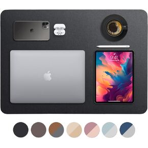 Vine Creations Leather Desk Mat 32" x 17", Desk Protector Mat, PU Leather Desk Pad, Large Mouse Pad, Desk Blotter, Desk Pads on Top of Desks, Desk Matt for Desktop, Home Office Desk Mat (Black) in Saudi Arabia