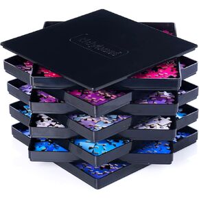 Tidyboss 8 Puzzle Sorting Trays with Lid 10" x 10" - Portable Jigsaw Puzzle Accessories White Background Makes Pieces Stand Out Sort Patterns, Shapes and Colors | for Puzzles Up to 1500-2000 Pieces in Saudi Arabia