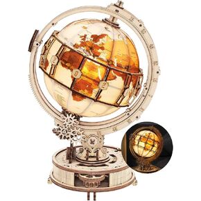 ROKR 3D Wooden Puzzles for Adults Illuminated Globe with Stand 180pcs 3D Puzzles Built-in LED Model Kit Hobby Gifts for Adults/Teens Home Decor in Saudi Arabia