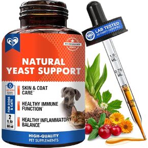 Natural Cats & Dogs Yeast Infection Anti Itch Treatment - Itchy Ears, Skin & Allergy Symptoms Relief - Reduces Inflammation & Relieves Irritation - Herbal Medicine Supplement Drops in Kuwait