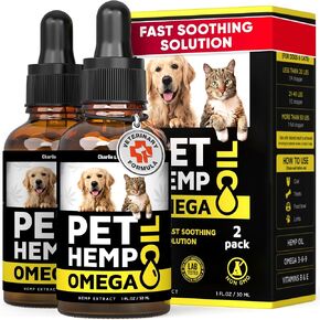 Hemp & Salmon Oil for Dogs, Cats - Pet Skin & Coat Allergy Relief Drops in Kuwait