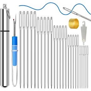 Sewing Needles, Embroidery Needles with Large Eye, 25 Pcs Hand Sewing Needle Set, Nickel-Plated High Carbon Steel with Aluminum Tube for Mending, Cross Stitch, Quilting & Crafts in Kuwait