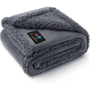 Waterproof Pet Blanket, Liquid Pee Proof Dog Blanket for Sofa Bed Couch, Reversible Sherpa Fleece Furniture Protector Cover for Small Medium Large Dogs Cats, Dark Gray Small（40" x 28"） in Kuwait