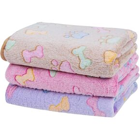 Dono 1 Pack 3 Dog Blankets, Soft Fluffy Fleece Pet Blanket Warm Sleep Mat Paw Print Design Puppy Kitten Throw Blanket Doggy Mat Blanket for Dogs in Saudi Arabia
