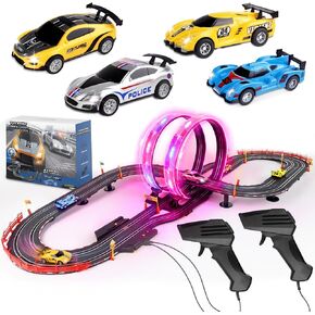 Slot Car Race Track Set for Boys, Electric Track with Light and 4 Slot Cars in Saudi Arabia
