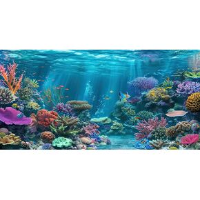 iTapnoom Ocean Floor Aquarium Background, Underwater Tropical Fish Coral Reef Aquatic Nature Plant Fish Tank Backdrop Decor, Polyester Fabric with 6 EVA Double-Sided Tapes 48x24 inches/120x60cm in Saudi Arabia
