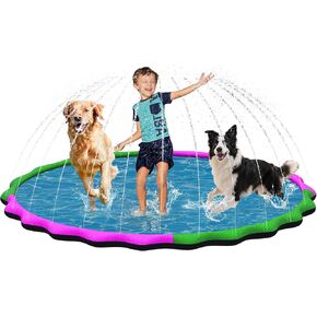 130" Extra Large Non-Slip Splash Pad for Kids & Dogs, 11FT Outdoor Water Sprinkler Pad, 0.5mm Thickened Tear-Resistant PVC, Kids Water Toy & Dog Pool for Backyard Family Fun in Saudi Arabia